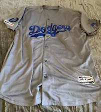 LOS ANGELES DODGERS Baseball MAJETIC Flex Base Sewn Blank Size 48 Jersey Gray