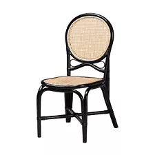 Ayana Natural Rattan Dining Chair, One Size, Black