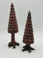 Department 56 RETIRED Village Accessory "Pine Cone Trees" Set Of 2 #5221-3