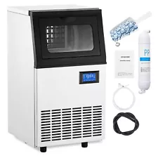 Commercial Ice Maker Machine, Freestanding/Under Counter Stainless Steel Ice ...