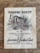 Vintage Invitation Sedalia MO Garden Club Party 1939 Missouri Highway Exhibit