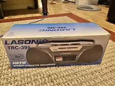 Vintage NIB NOS LASONIC TRC-395 AM/FM Stereo Cassette Recorder Pink Blue Black