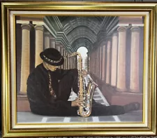 "Sax Avenue" June Marie Lithograph On Canvas African American Art