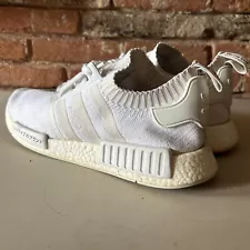 Adidas NMD_R1 Primeknit Japan Triple White 2017 Size 12 Used BZ0221