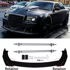 For Chrysler 300C SRT8 Front Bumper Lip Splitter Spoiler + Silver Strut Rods