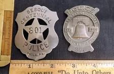 Matched Set Badges Lot Of Two 1926 Philadelphia Police Sesqui-Centennial Badges