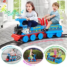 JOYLDIAS Electric 6V Kids Ride On Train Toy w/Curved Tracks+Whistle+Music+Lights