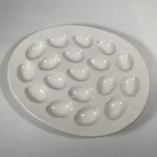 Egg Tray White Ceramic Holds 16 Eggs Party Serving Tray