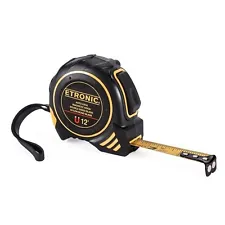 ETRONIC 12-Foot Heavy Duty Tape Measure - Magnetic, Auto Lock, Nylon Bond Blade