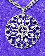 BRIGHTON ONE LOVE STARBURST CIRCLE FLOWERS SWAROVSKI CRYS SLVR NECKLACE NWT $158