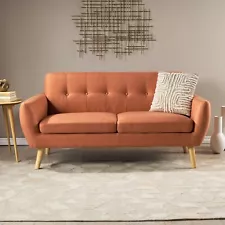 Joseline Mid Century Modern Petite Fabric Sofa