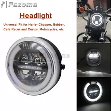 Motorcycle LED Round Headlight High-Low Beam DRL For Harley Cafe Racer Bobber (For: 1977 Harley-Davidson)