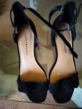 Ladies Vintage Black Suede Shoe Size 8 - Sale $10