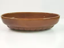 Vintage Haeger Brown Glazed USA Shallow Oval Planter Succulent Dish Bowl