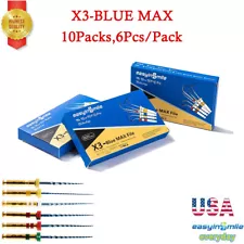 60Pcs Dental Endodontic X3 Blue NITI File 25MM Root Canal Rotary Files For Motor