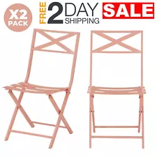 Pink Folding Outdoor Bistro Chairs Set Of 2 Piece For Patio Porch Clearance Sale