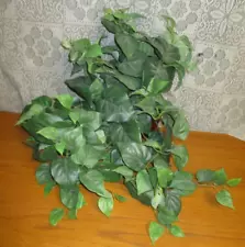 Large Artificial Green Pothos Plant Leaf Arrangement in Oval Metal Basket