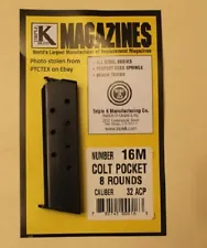 New Magazine Made by Triple K that fits a Colt Pocket 1903 in 32 ACP 8 Round 16M