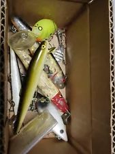 Small Box Full Of Vintage And Antique Fishing Lures Plus More