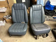 87-91 Ford F-150 Bronco - Lo Back Bucket SEATS seat set - Vinyl blue w tracks