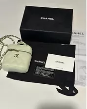 Chanel Light Green Quilted Caviar Top Handle Vanity Case Pale Gold Hardware