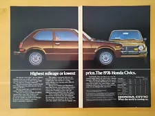 1976 Honda Civic CVCC Sedan Hatchback Wagon Vintage Print Ad Highest Mileage