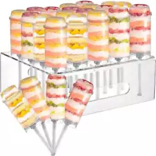 20 Holes Clear Acrylic Cake Pop Display Stand + 24 Pack Plastic Cake Push-up Po