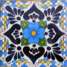 C#116)) MEXICAN TILE SAMPLE WALL FLOOR TALAVERA MEXICO CERAMIC HANDMADE POTTERY