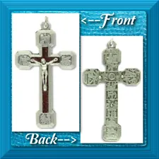 Stations of The Cross Crucifix Pendant Red 4 Evangelists 2 1/2" ITALY Enamel