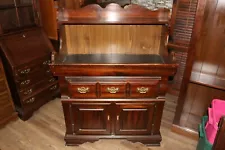 Vintage 1776-1976 Ethan Allen Dark Old Tavern Pine Dry Sink Bar Liquor Cabinet