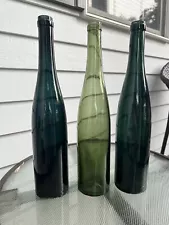 Three Tall 14” Vintage Wine Bottles In Beautiful Colors