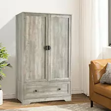 Wardrobe Armoire Closet for Bedroom Organizer w/Hanging Rod Drawer Storage