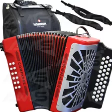 NEW Hohner COMPADRE EAD 31 Button Diatonic Accordion - RED with Gig Bag, Straps