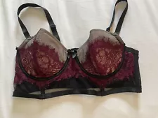 Torrid Red & Black Lace Boudoir Underwire Balconette Bra Plus Size 0