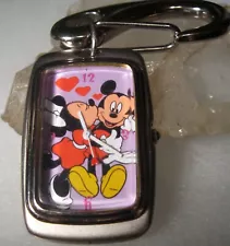 Vintage Ofc. DISNEY Mickey & Minnie Mouse Clip On Belt Loop Watch Japan WORKS