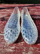 Classic Retro 80s Style Closed Toe Clear Jelly Shoes Flats WOMEN'S 7