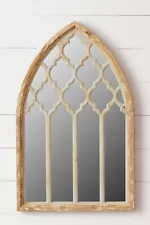 Cathedral Wall Mirror with Distressed wood Frame