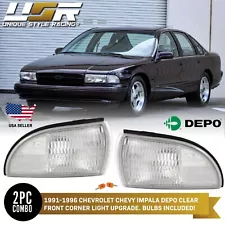 DEPO Clear Front Corner Lights For 1991-1996 Chevrolet Chevy Impala SS Caprice (For: 1996 Chevrolet Caprice)