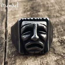 MENDEL Cool Mens Square Aztec Face Mask Ring For Men Stainless Steel Size 7-15