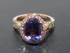 14K ROSE GOLD AUTHENTIC LeVian Tanzanite & Diamond Cluster Ring SZ 7 (AI-1901)