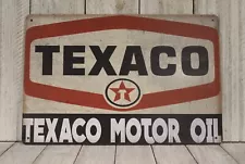 Texaco Gas Stations Tin Metal Sign Motor Oil Vintage Rustic Look Garage Mechanic