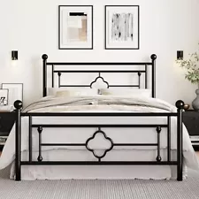 SHA CERLIN 14 Inches Queen Size Metal Platform Bed Frame/Vintage Iron-Art Hea...