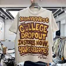 Kanye West College Dropout Album Front and Back Graphic T-Shirt Apricot M,L,XL