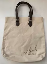 Billie Eilish Perfume Reusable Tote Bag Canvas Bronze-Tone Faux Leather Straps