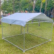 2x2x1.5m Pet Dog Kennel Metal Pet Dog Run House Cage Garden Cage w/ Cover