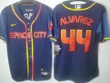 Yordan Alvarez #44 Houston Astros City Connect Navy Cool Base Jersey.