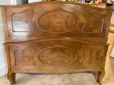 Stunning Antique Queen Bed Frame - 1920's WALNUT BURL, NAPOLEON III STYLE