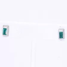 14k white gold 1.0ct emerald jewelry stud earrings