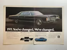 1971 Chevy Caprice Cars Original 2 Page Print Ad (14 x 21) - Advertisement