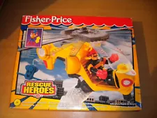 1998 VINTAGE FISHER PRICE RESCUE HEROES QUICK RESPONSE HELICOPTER BILL BLAZE MIB